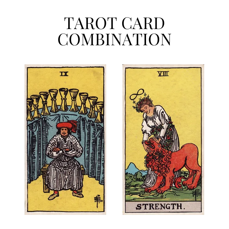 nine of cups and strength tarot cards combination meaning