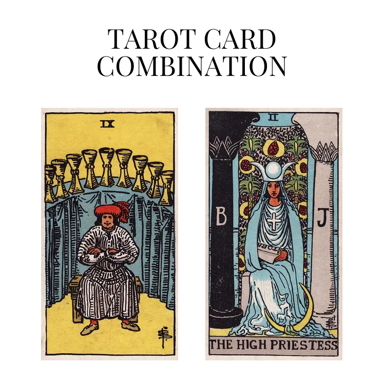 nine of cups and the high priestess tarot cards combination meaning