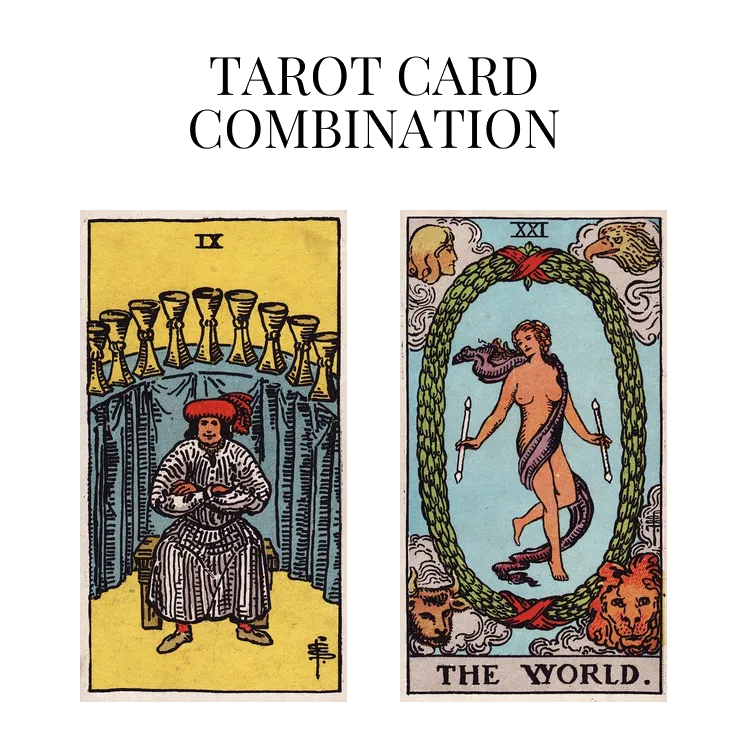 nine of cups and the world tarot cards combination meaning