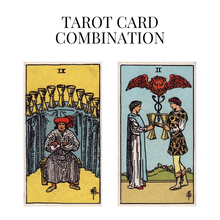 nine of cups and two of cups tarot cards combination meaning