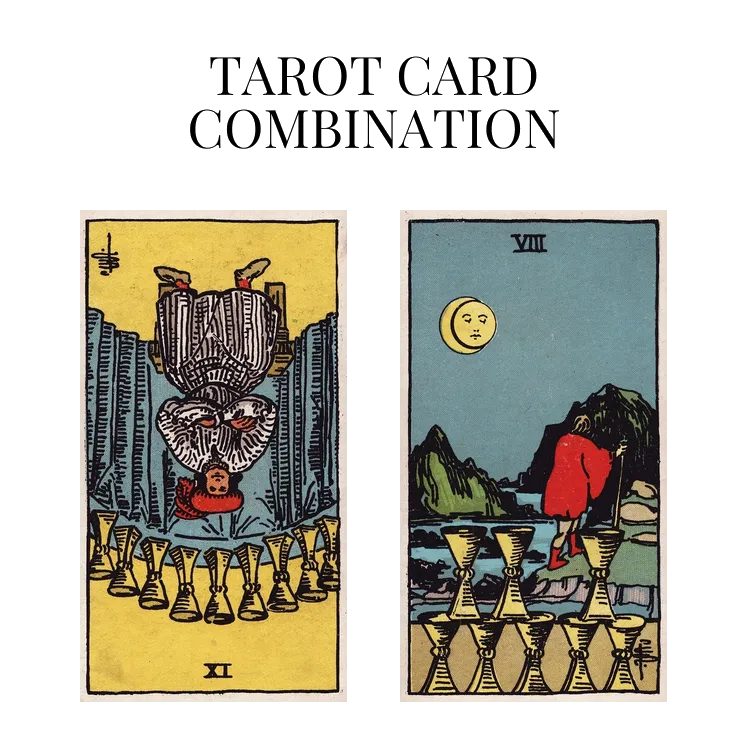 nine of cups reversed and eight of cups tarot cards combination meaning