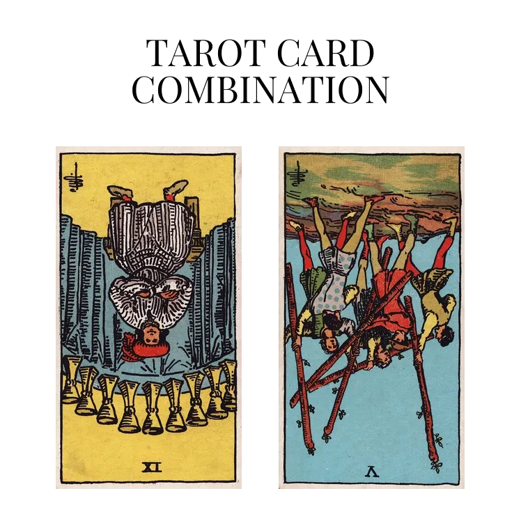 nine of cups reversed and five of wands reversed tarot cards combination meaning