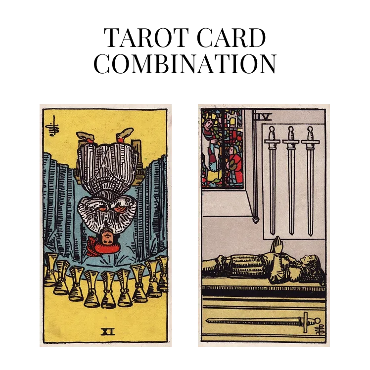 nine of cups reversed and four of swords tarot cards combination meaning