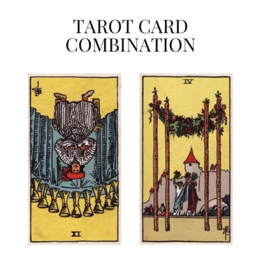 nine of cups reversed and four of wands tarot cards combination meaning