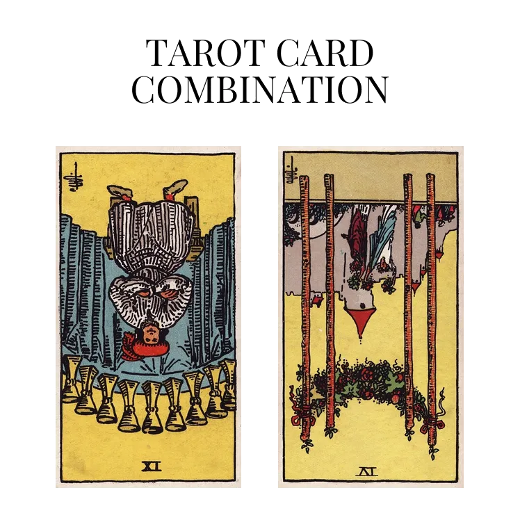 nine of cups reversed and four of wands reversed tarot cards combination meaning