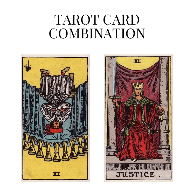 nine of cups reversed and justice tarot cards combination meaning