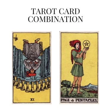 nine of cups reversed and page of pentacles tarot cards combination meaning