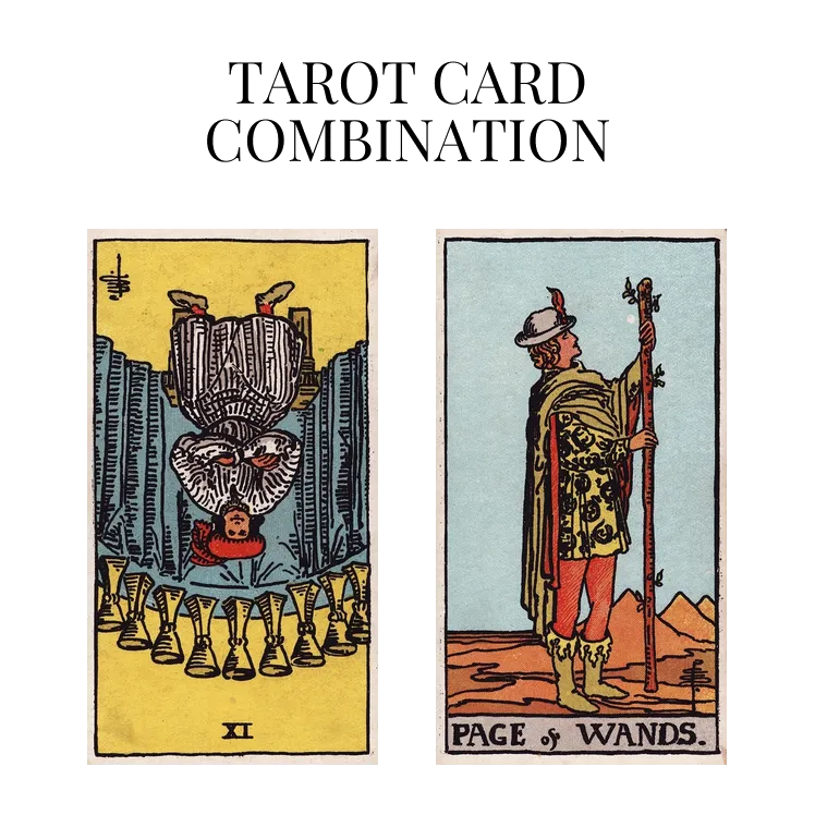 nine of cups reversed and page of wands tarot cards combination meaning