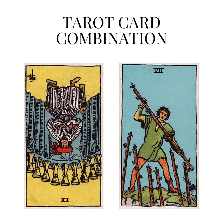nine of cups reversed and seven of wands tarot cards combination meaning