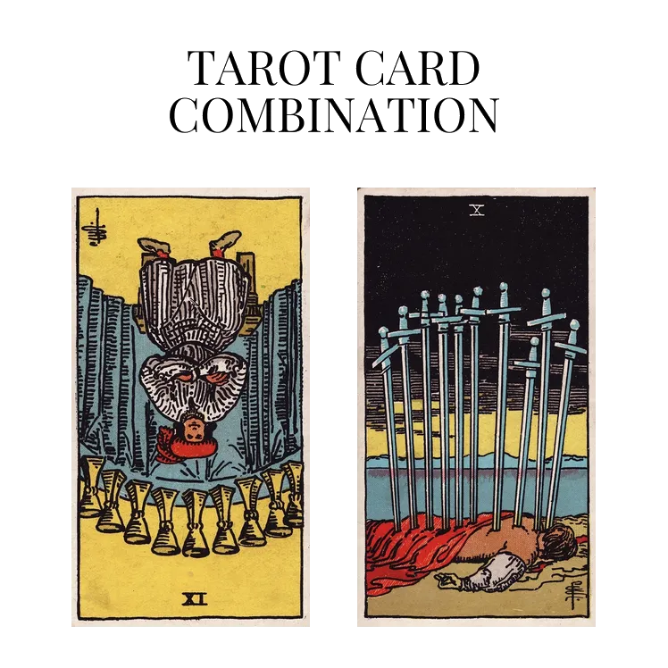 nine of cups reversed and ten of swords tarot cards combination meaning