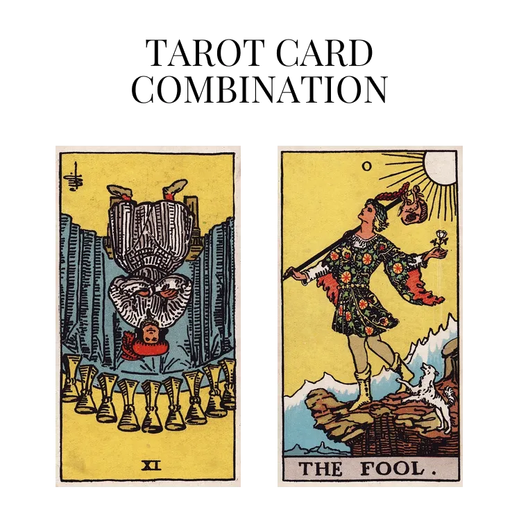 nine of cups reversed and the fool tarot cards combination meaning