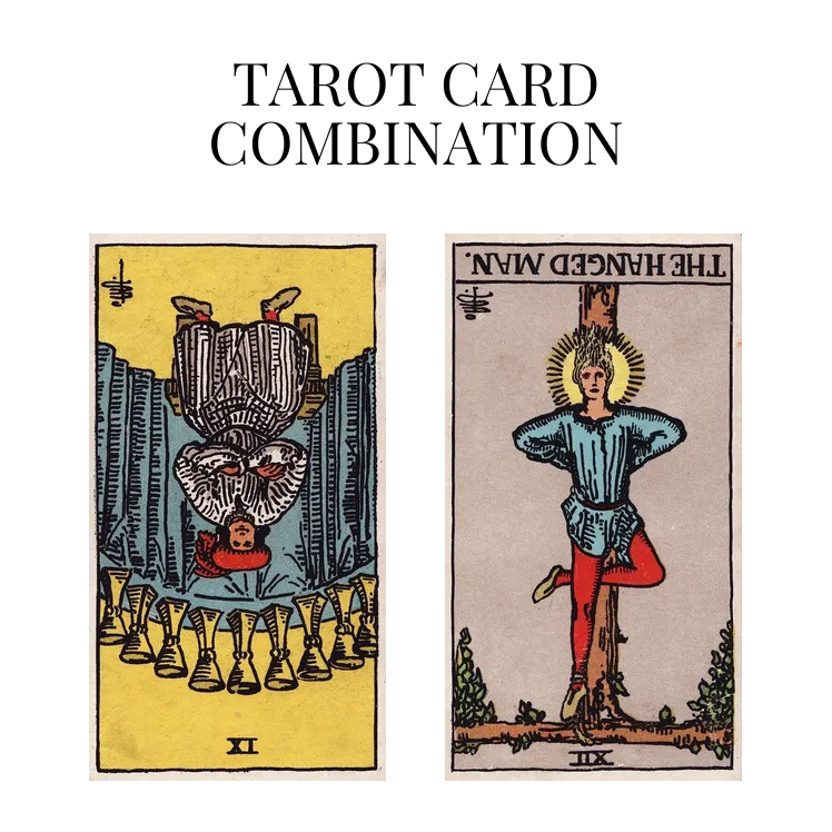 nine of cups reversed and the hanged man reversed tarot cards combination meaning