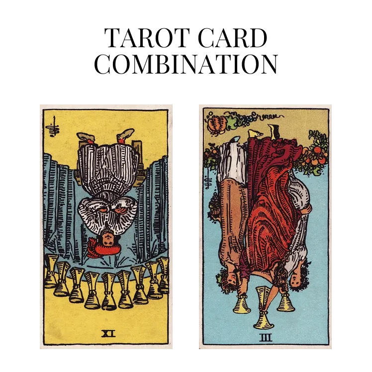 nine of cups reversed and three of cups reversed tarot cards combination meaning