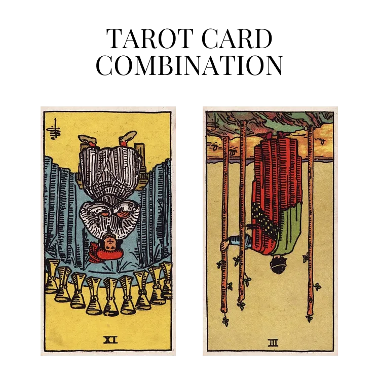 nine of cups reversed and three of wands reversed tarot cards combination meaning