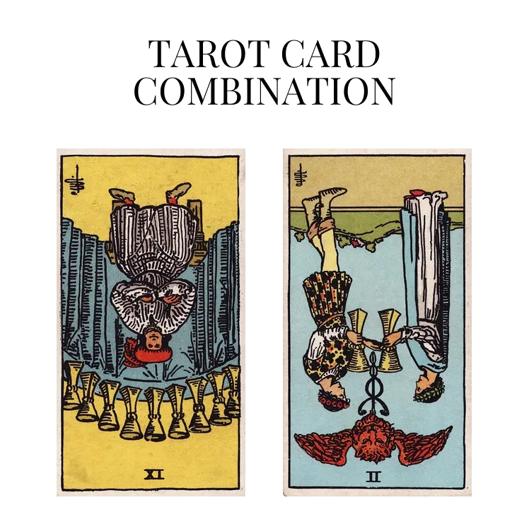 nine of cups reversed and two of cups reversed tarot cards combination meaning