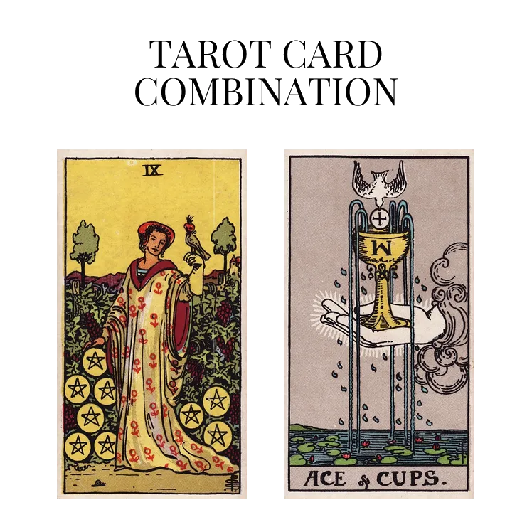 nine of pentacles and ace of cups tarot cards combination meaning