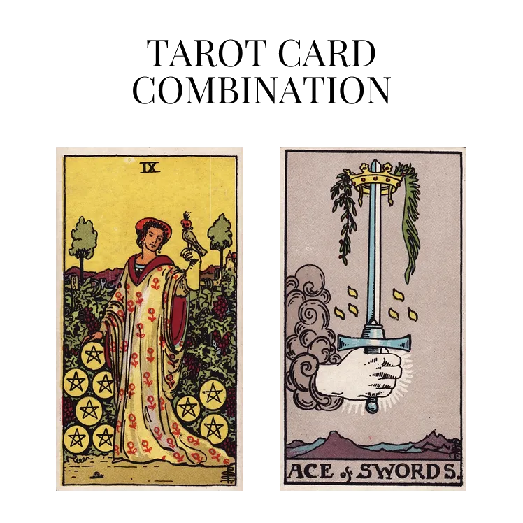 nine of pentacles and ace of swords tarot cards combination meaning