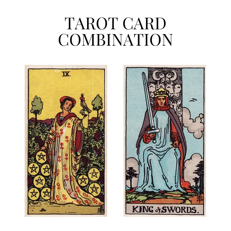 nine of pentacles and king of swords tarot cards combination meaning