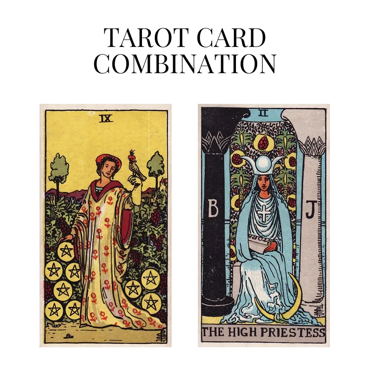 nine of pentacles and the high priestess tarot cards combination meaning