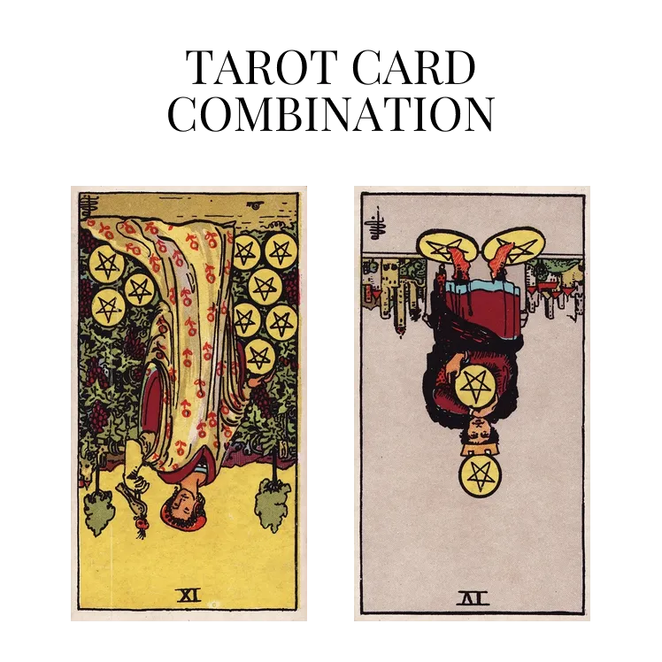 nine of pentacles reversed and four of pentacles reversed tarot cards combination meaning