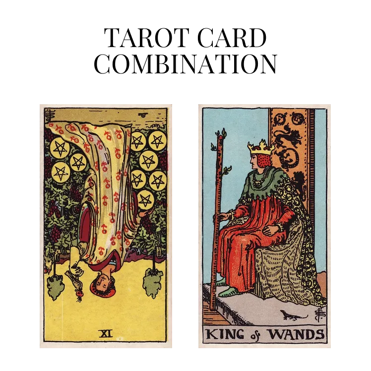nine of pentacles reversed and king of wands tarot cards combination meaning