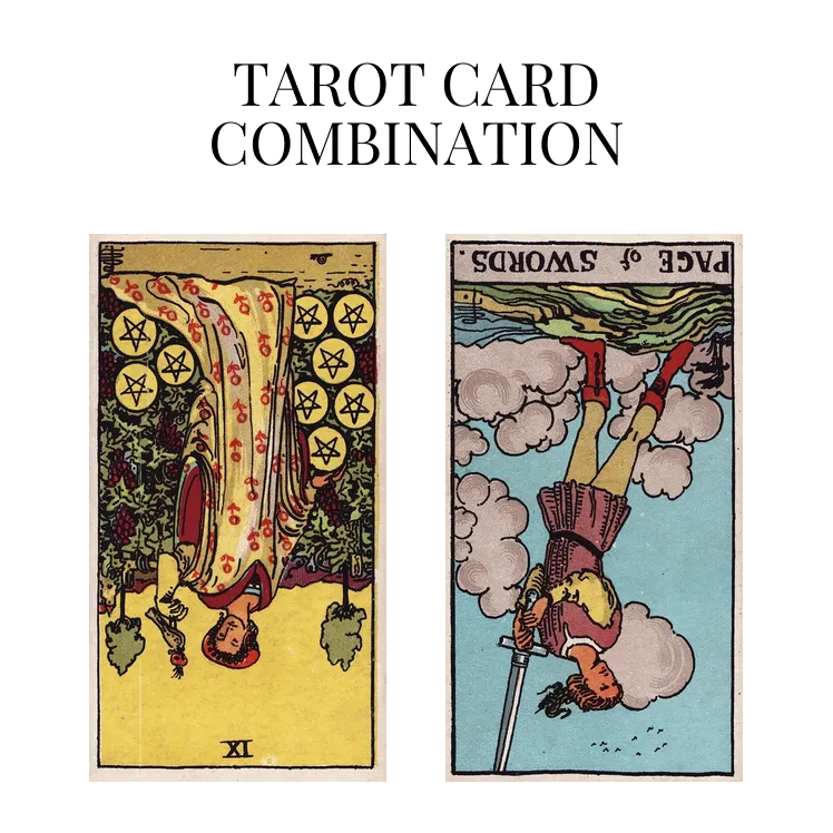 nine of pentacles reversed and page of swords reversed tarot cards combination meaning