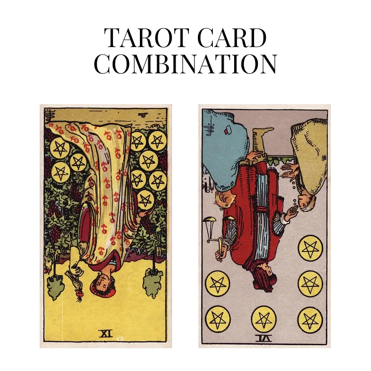 nine of pentacles reversed and six of pentacles reversed tarot cards combination meaning
