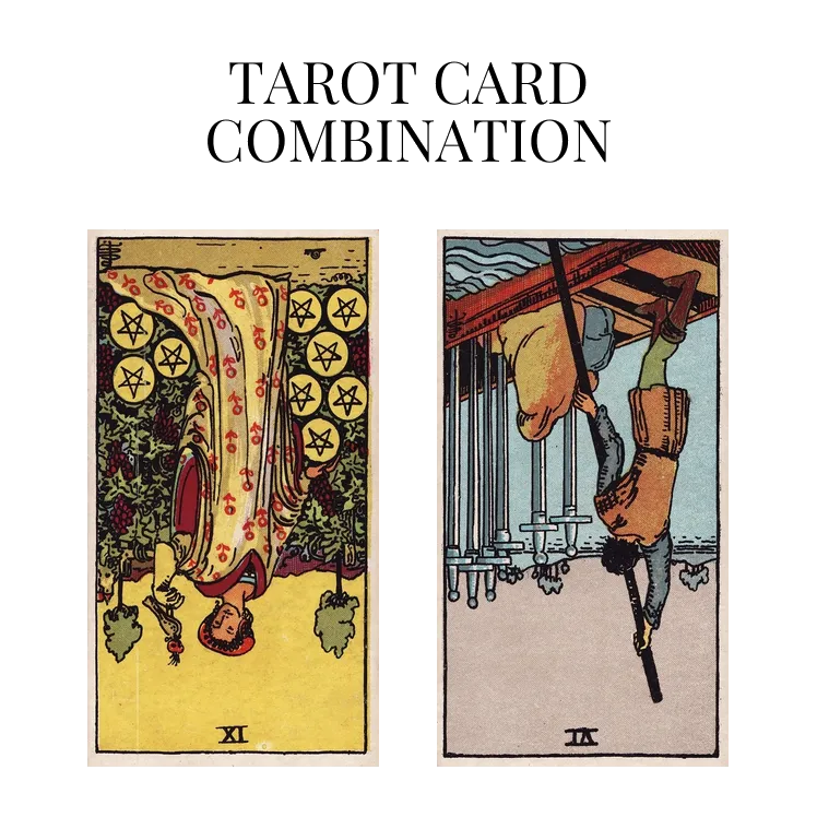 nine of pentacles reversed and six of swords reversed tarot cards combination meaning