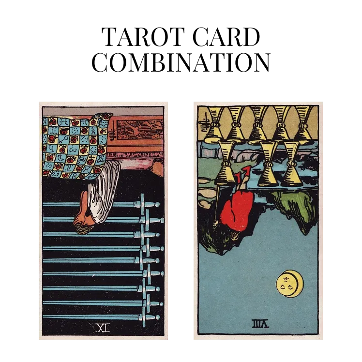 nine of swords reversed and eight of cups reversed tarot cards combination meaning
