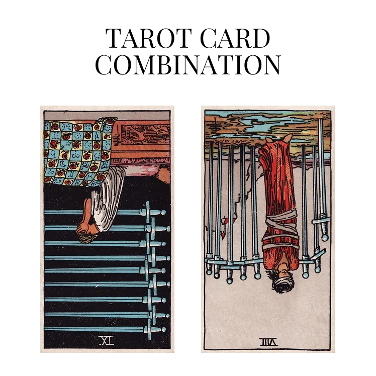 nine of swords reversed and eight of swords reversed tarot cards combination meaning