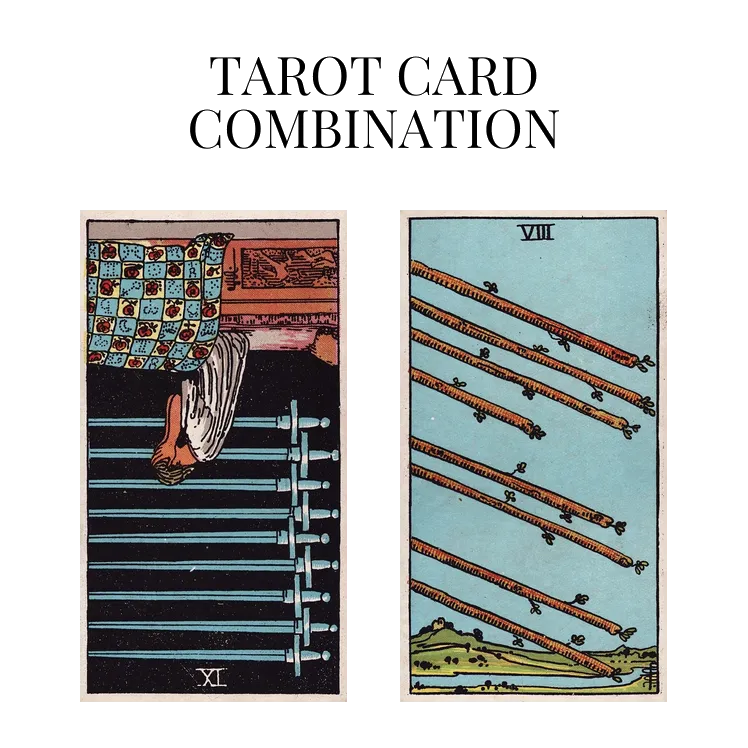 nine of swords reversed and eight of wands tarot cards combination meaning