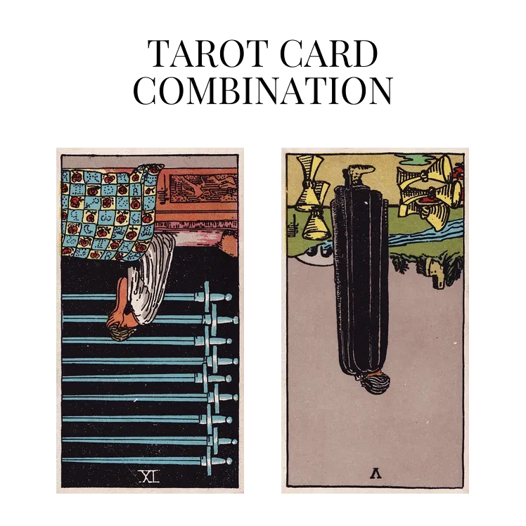 nine of swords reversed and five of cups reversed tarot cards combination meaning