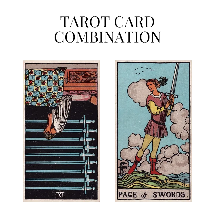 nine of swords reversed and page of swords tarot cards combination meaning