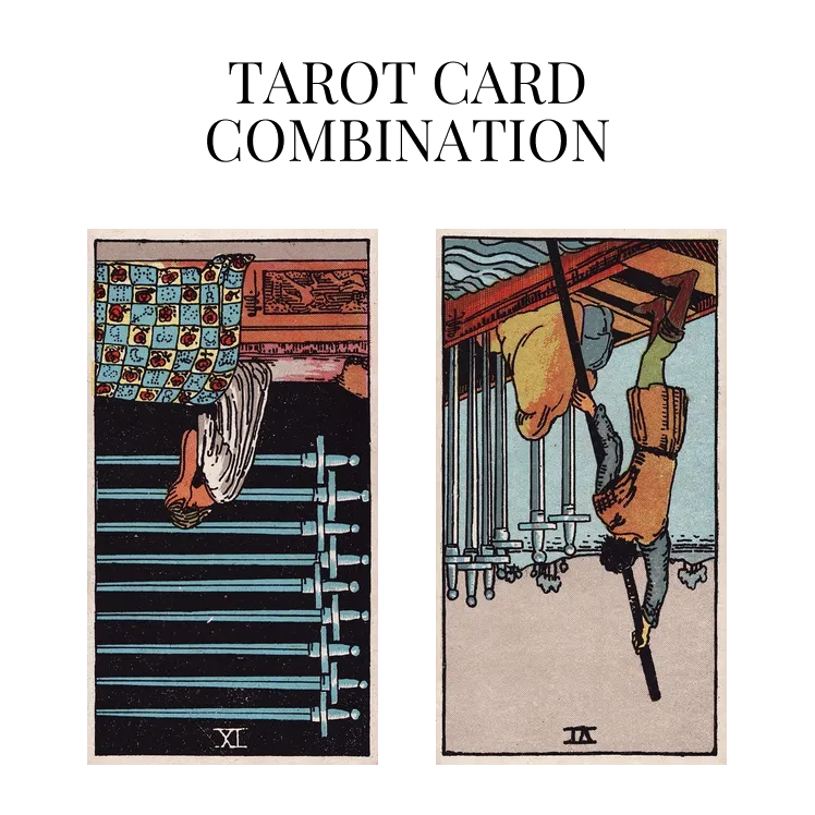 nine of swords reversed and six of swords reversed tarot cards combination meaning