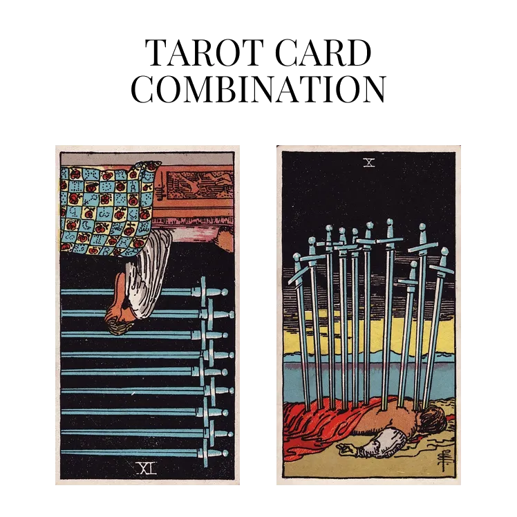nine of swords reversed and ten of swords tarot cards combination meaning