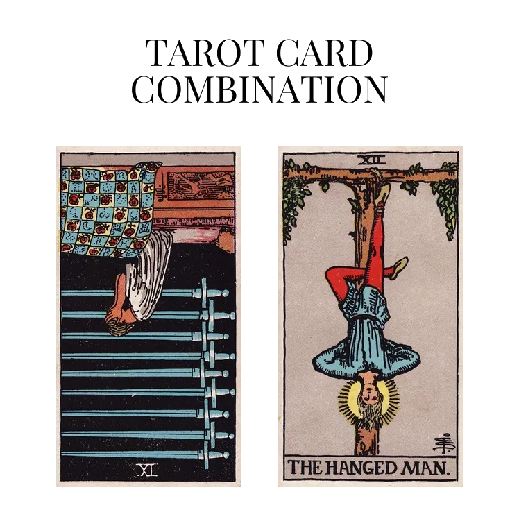 nine of swords reversed and the hanged man tarot cards combination meaning