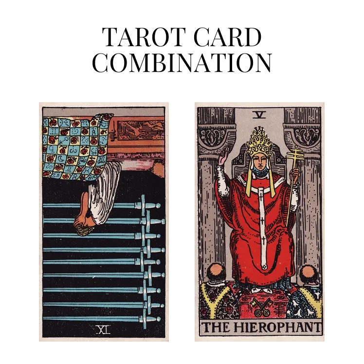 nine of swords reversed and the hierophant tarot cards combination meaning