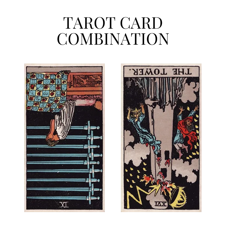 nine of swords reversed and the tower reversed tarot cards combination meaning