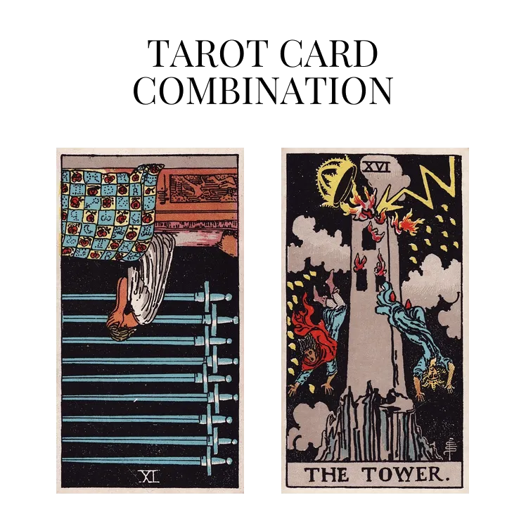 nine of swords reversed and the tower tarot cards combination meaning