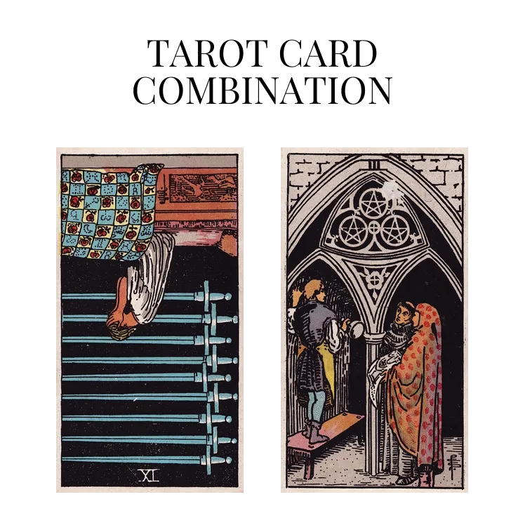 nine of swords reversed and three of pentacles tarot cards combination meaning