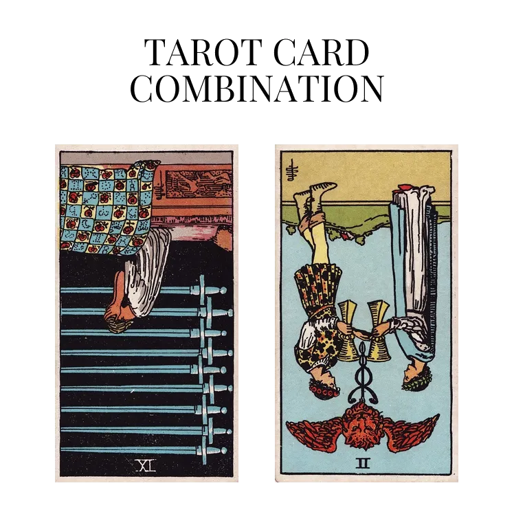 nine of swords reversed and two of cups reversed tarot cards combination meaning