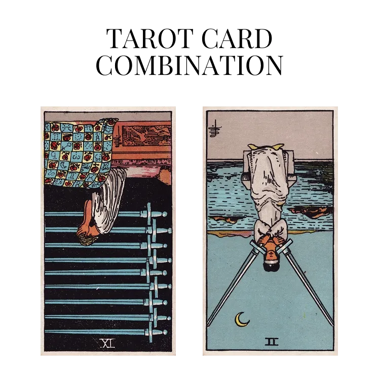 nine of swords reversed and two of swords reversed tarot cards combination meaning