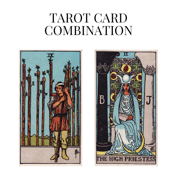 nine of wands and the high priestess tarot cards combination meaning