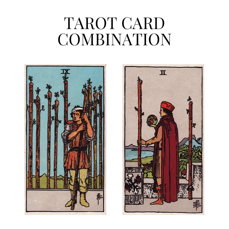 nine of wands and two of wands tarot cards combination meaning