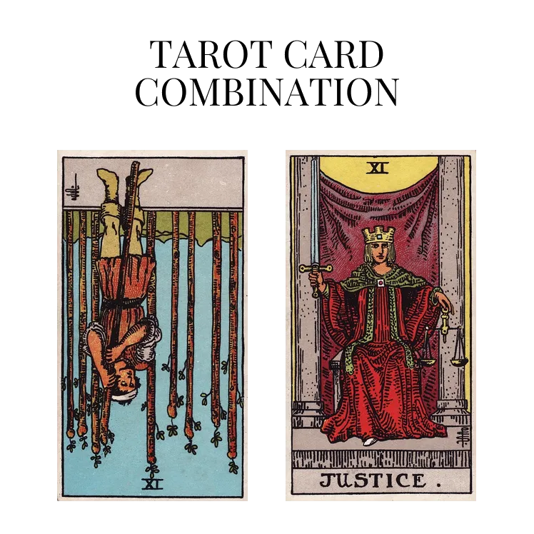 nine of wands reversed and justice tarot cards combination meaning