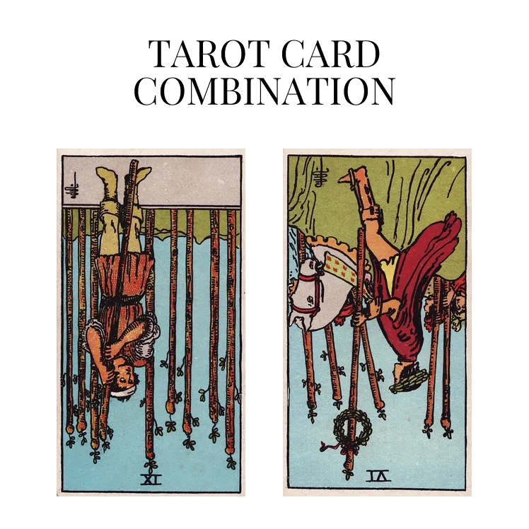 nine of wands reversed and six of wands reversed tarot cards combination meaning