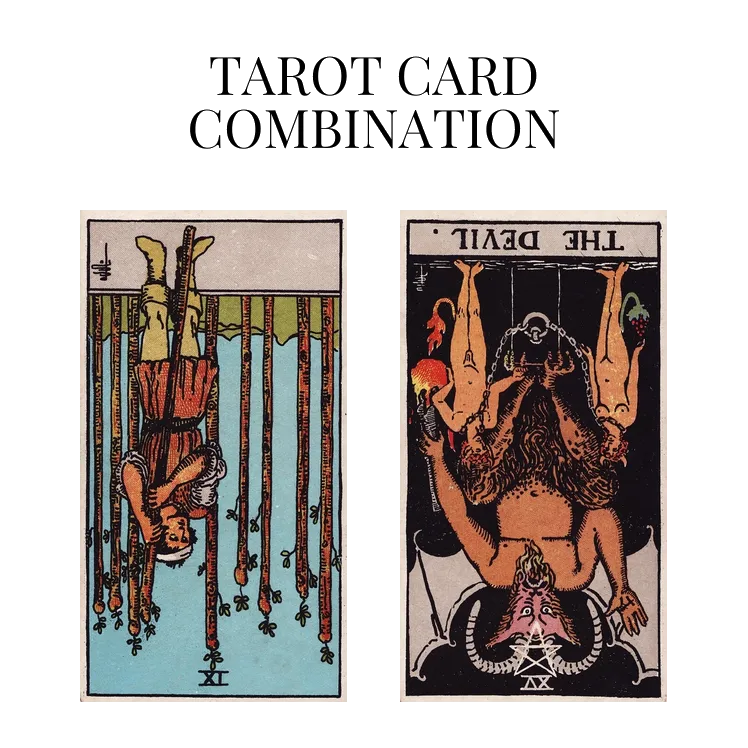 nine of wands reversed and the devil reversed tarot cards combination meaning