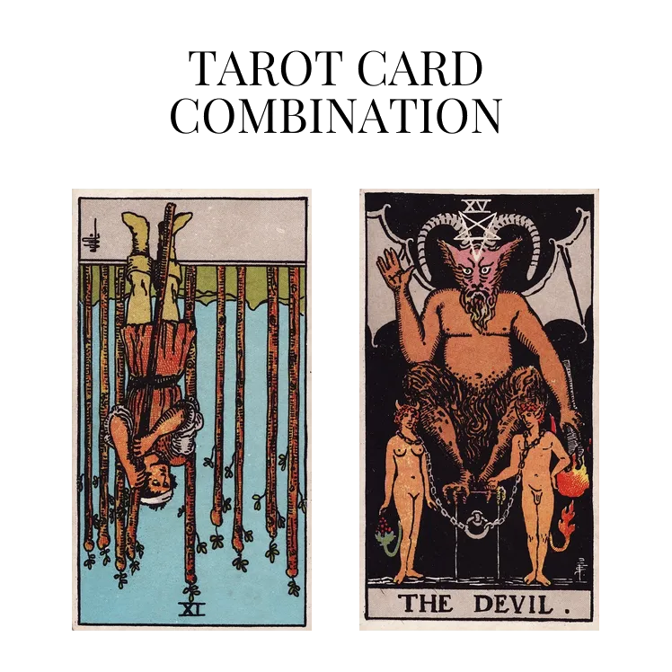 nine of wands reversed and the devil tarot cards combination meaning