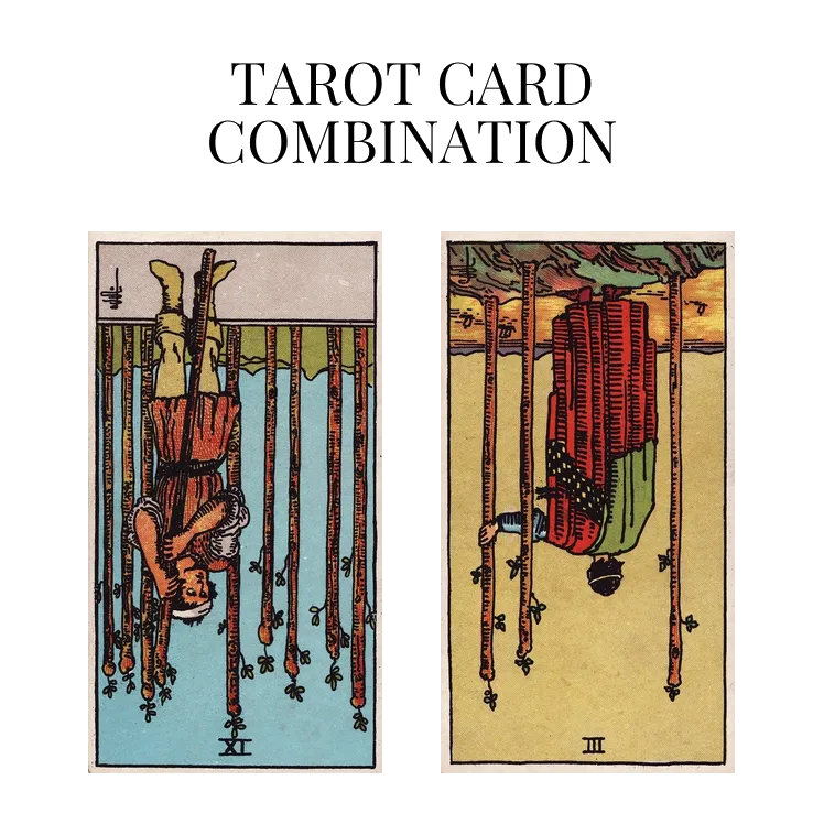 nine of wands reversed and three of wands reversed tarot cards combination meaning