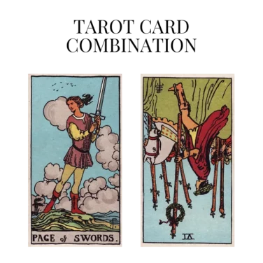 page of swords and six of wands reversed tarot cards combination meaning